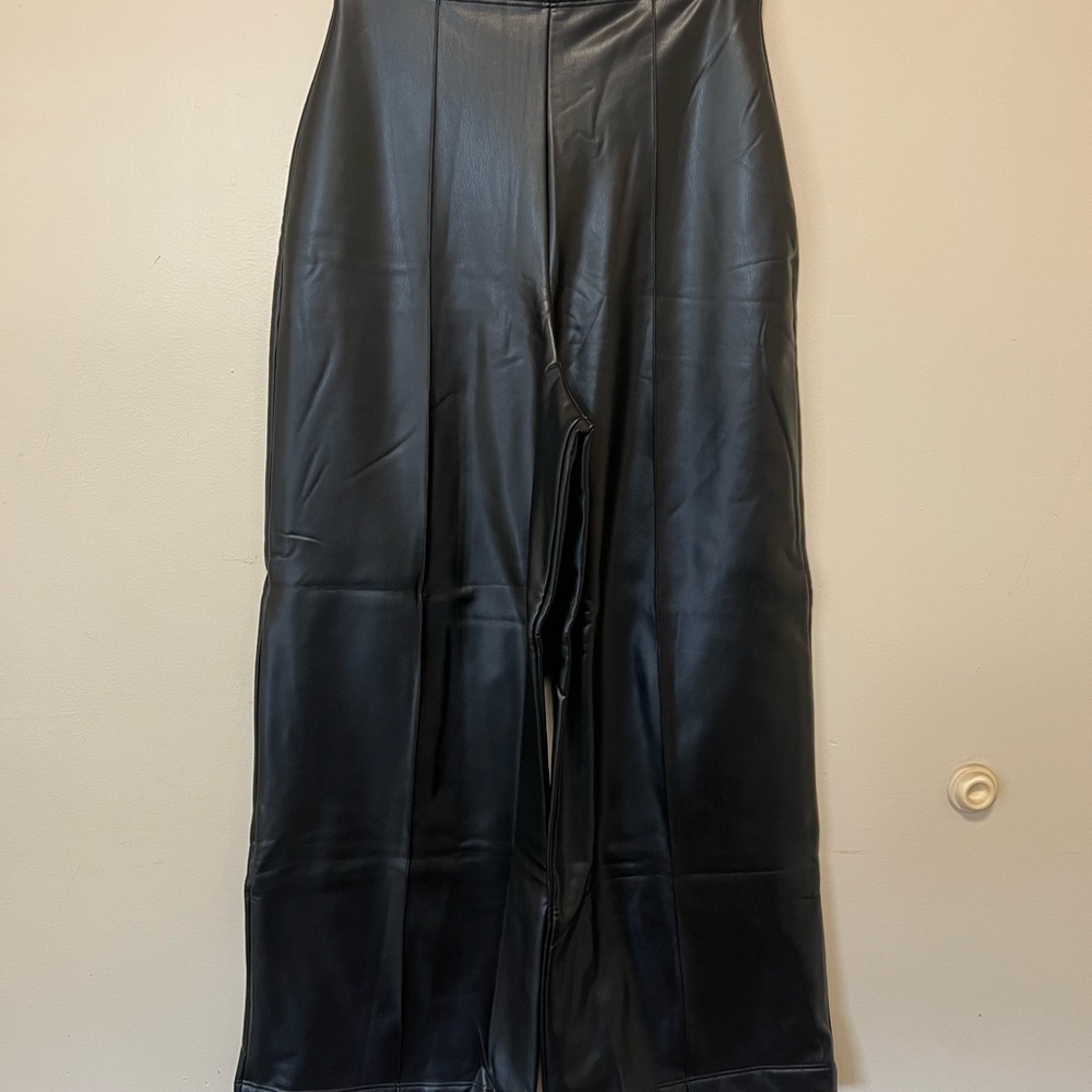 Ripley Radar Vegan Leather Straight Leg Pants with Fleece Lining. Medium NWT
